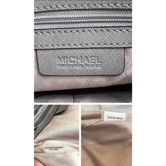 Michael Kors Medium Messenger Pearl Grey Hamilton Adjustable Crossbody Purse - Picture 8 of 13